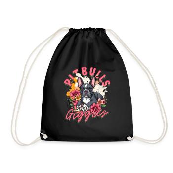 Pitbull Pitbulls And Giggles - Drawstring Bag - black - Front