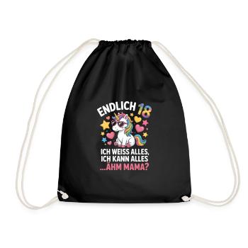 Finally 18 Unicorn Saying - Drawstring Bag - black - Front