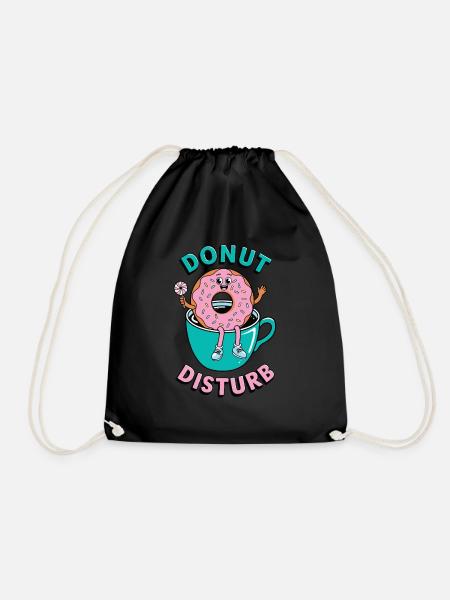 Donut Disturb Coffee and Doughnut - Drawstring Bag - black