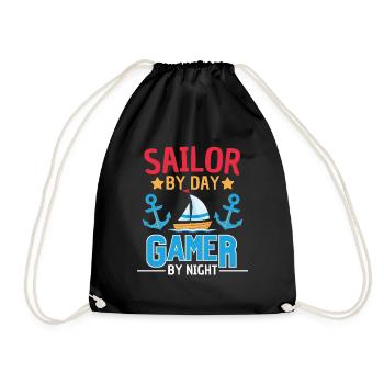 Sailing meets gaming design - Drawstring Bag - black - Front