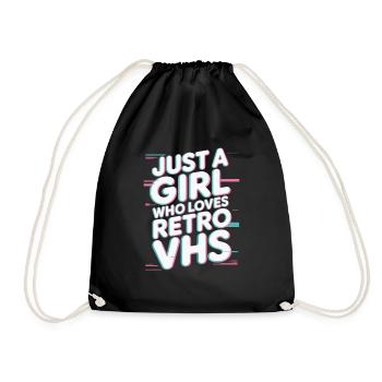 Just a girl who loves retro vhs - Turnbeutel - Schwarz - Vorne