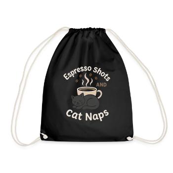 Cat Café Staff Coffee Purrista Cat Lover - Drawstring Bag - black - Front