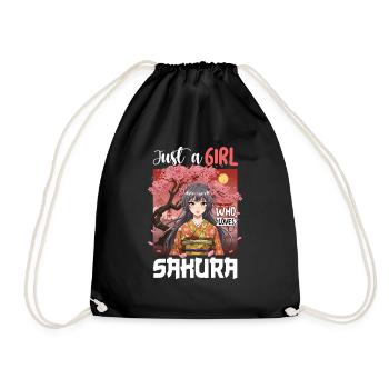 Just a Girl Who Loves Sakura - Drawstring Bag - black - Front
