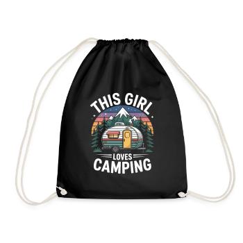 This woman loves camping - Drawstring Bag - black - Front