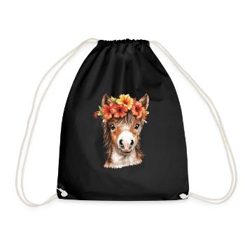 Bangs with hibiscus - Drawstring Bag - black - Front