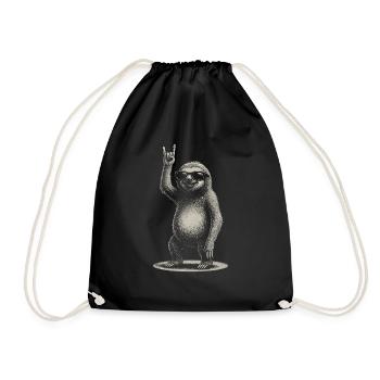 Rock Music Funny Sloth with Sunglasses - Drawstring Bag - black - Front