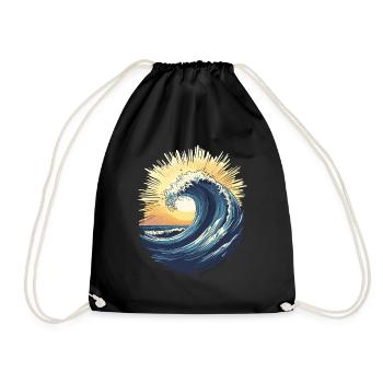 Surfing Big Surf Wave Vibes Surfer Sunset Retro - Drawstring Bag - black - Front