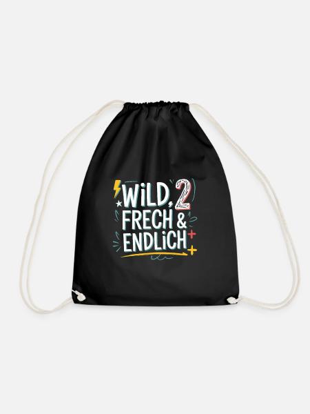 Wild, Frech & Endlich 2 Jahre 2. Geburtstag - Turnbeutel - Schwarz