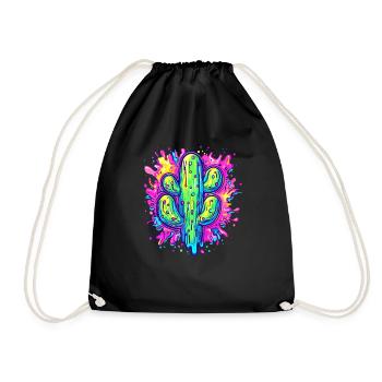 Colorful Cactus Art - Drawstring Bag - black - Front