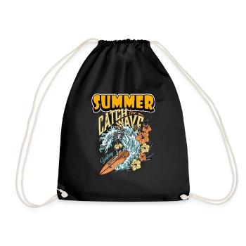 Summer Catch the Wave - Drawstring Bag - black - Front