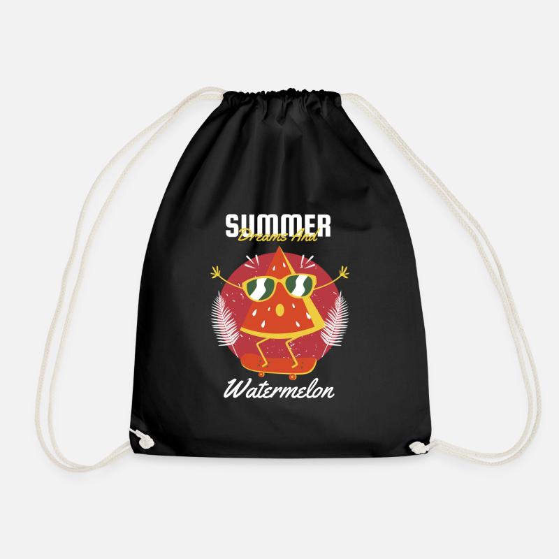 Summer Dreams And Watermelon - Drawstring Bag - black