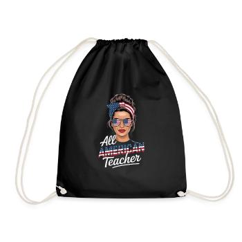 Stolze Amerikanische Lehrerin Mit Patriotischer - Turnbeutel - Schwarz - Vorne