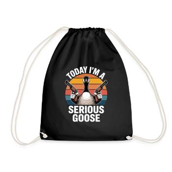 Today I ́m a Serious Goose - Drawstring Bag - black - Front