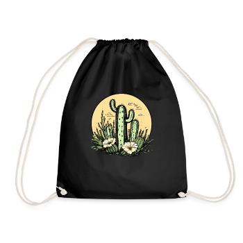 Cactus with flower moon - Drawstring Bag - black - Front