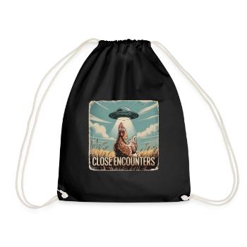 Close Encounter Chicken UFO Field - Drawstring Bag - black - Front