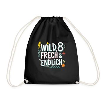 Sauvage, effronté et enfin 8 ans 8e anniversaire - Sac de sport léger - noir - Devant