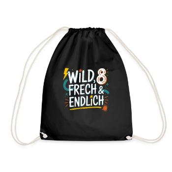 Sauvage, effronté et enfin 8 ans 8e anniversaire - Sac de sport léger - noir - Devant