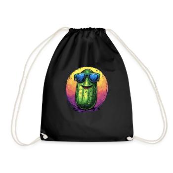 Coole Gurke mit Sonnenbrille - Turnbeutel - Schwarz - Vorne