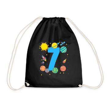 Galactic Adventure for the 7th Birthday - Drawstring Bag - black - Front