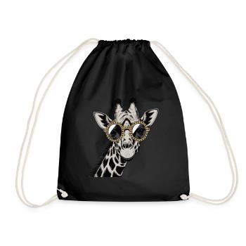 Cool Giraffe with Sunglasses – Stylish Tierlo - Drawstring Bag - black - Front