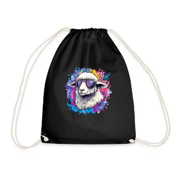 Cooles Schaf mit Sonnenbrille - Turnbeutel - Schwarz - Vorne