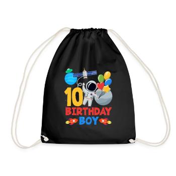 Astronaut Space 10 Birthday Boy - Drawstring Bag - black - Front