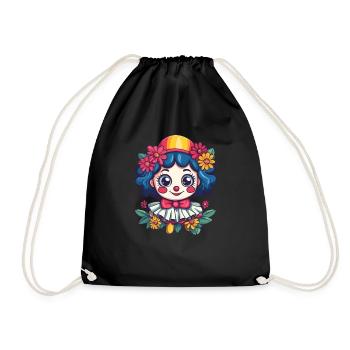 Clown girl with flowers - Drawstring Bag - black - Front
