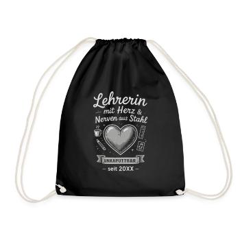 Attention strong teachers! It shows heart - Drawstring Bag - black - Front