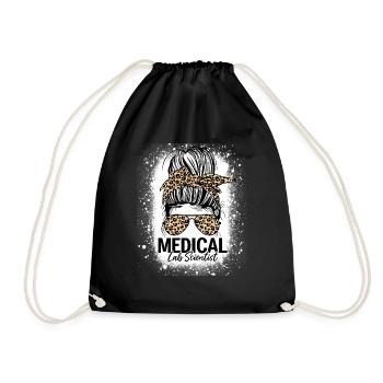 Medical Lab Scientist Messy Bun Leopard Funny Lab - Drawstring Bag - black - Front