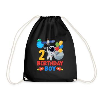 Space Adventure 2nd Birthday Boy - Drawstring Bag - black - Front