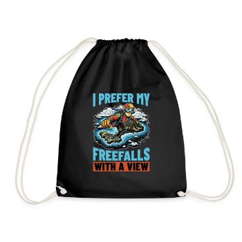 Skydiving I Prefer My Freefalls With Parachuting - Drawstring Bag - black - Front