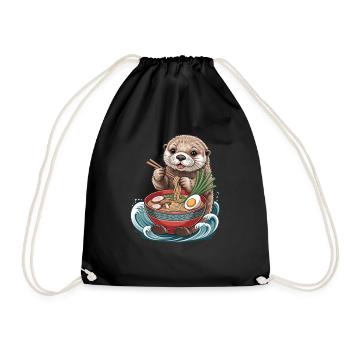 Ramen Otter Im Japanischen Stil - Turnbeutel - Schwarz - Vorne