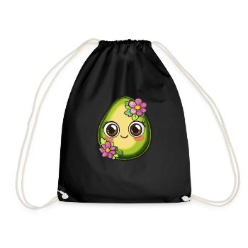 Sweet avocado with flowers - Drawstring Bag - black - Front