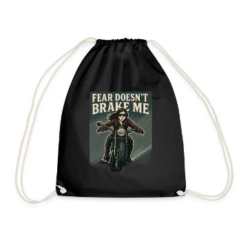 Fear Doesn't Brake Me Motorradfahrerin - Turnbeutel - Schwarz - Vorne