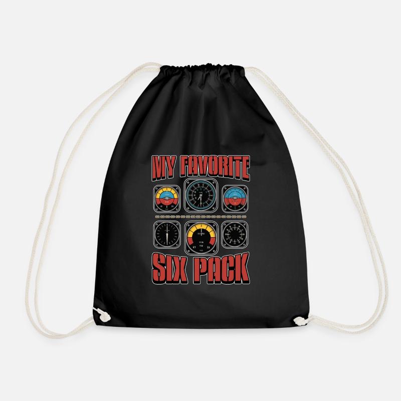 Flight Instructor My Favorite Six Pack Aviation - Turnbeutel - Schwarz