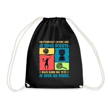 passion padel raquette padel humour padeliste - Sac de sport léger - noir - Devant