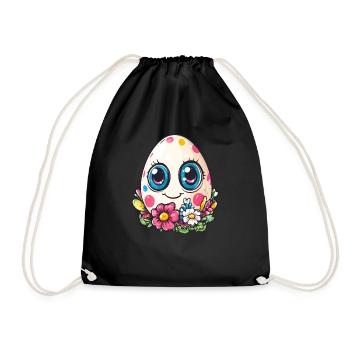 Happy Dots Egg - Drawstring Bag - black - Front