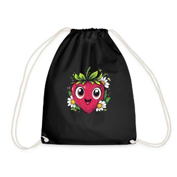 Fraise aux marguerites - Sac de sport léger - noir - Devant
