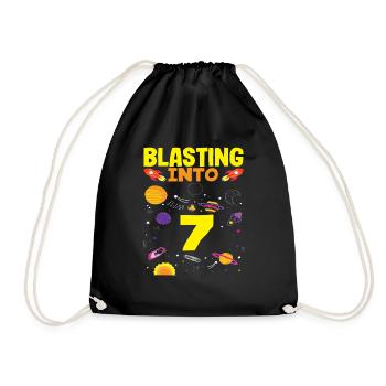 7th Birthday Space Adventure - Drawstring Bag - black - Front