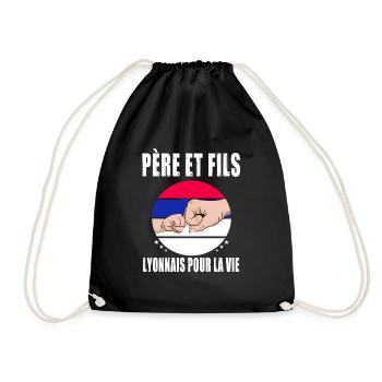 père et fils papa lyon lyonnais fête des pères - Sac de sport léger - noir - Devant