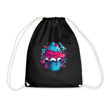 Cupcake with color explosion - Drawstring Bag - black - Front