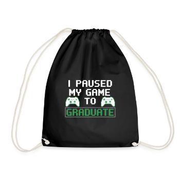 Funny Gamer Graduation Saying - Drawstring Bag - black - Front