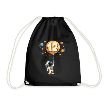Astronaute mignon 12e anniversaire garçon espace - Sac de sport léger - noir - Devant