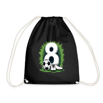 Fußball Geburtstag 8 Jahre Jungen Geschenk - Turnbeutel - Schwarz - Vorne