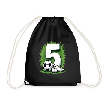 Fußball Geburtstag 5 Jahre Jungen Geschenk - Turnbeutel - Schwarz - Vorne