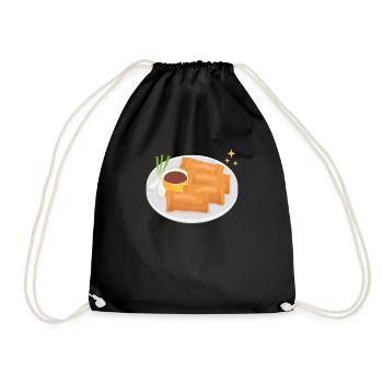 Lumpia Loempia Frühlingsrolle Geschenk - Turnbeutel - Schwarz - Vorne