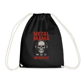 Metal Mom Life Rock And Roll Mother Skull Roses - Drawstring Bag - black - Front