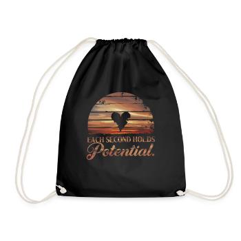 Every moment counts, seize every second - Drawstring Bag - black - Front