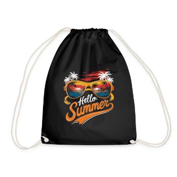 Hello Summer - Surfing and enjoying the sun - Drawstring Bag - black - Front