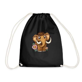 Mammouth fleur avec des yeux en bouton - Sac de sport léger - noir - Devant